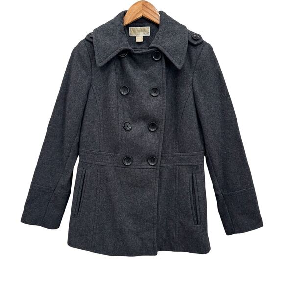 MICHAEL Michael Kors Peacoat Size Small Wool Double Breasted Wool Blend Gray - Picture 2 of 11
